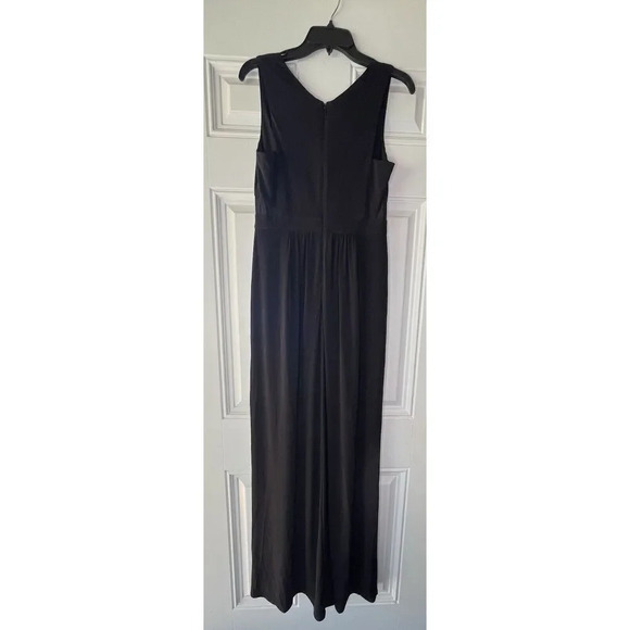 HALSTON HERITAGE NWT Jewel Waist Crepe GOWN Maxi DRESS Size 8 BLACK - Picture 9 of 11